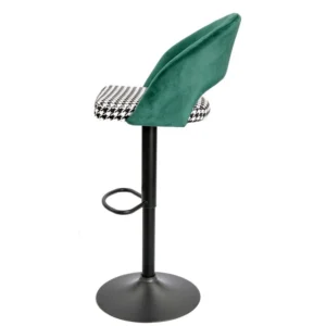 mobiliario-contract-taburete teide regulable metal negro tapizado verde con pata de gallo 3 1